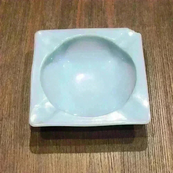 Mid Century Fire King Ashtray Robins Egg Blue Delphite Milk Glass 5 7/8" Square - Picture 1 of 5